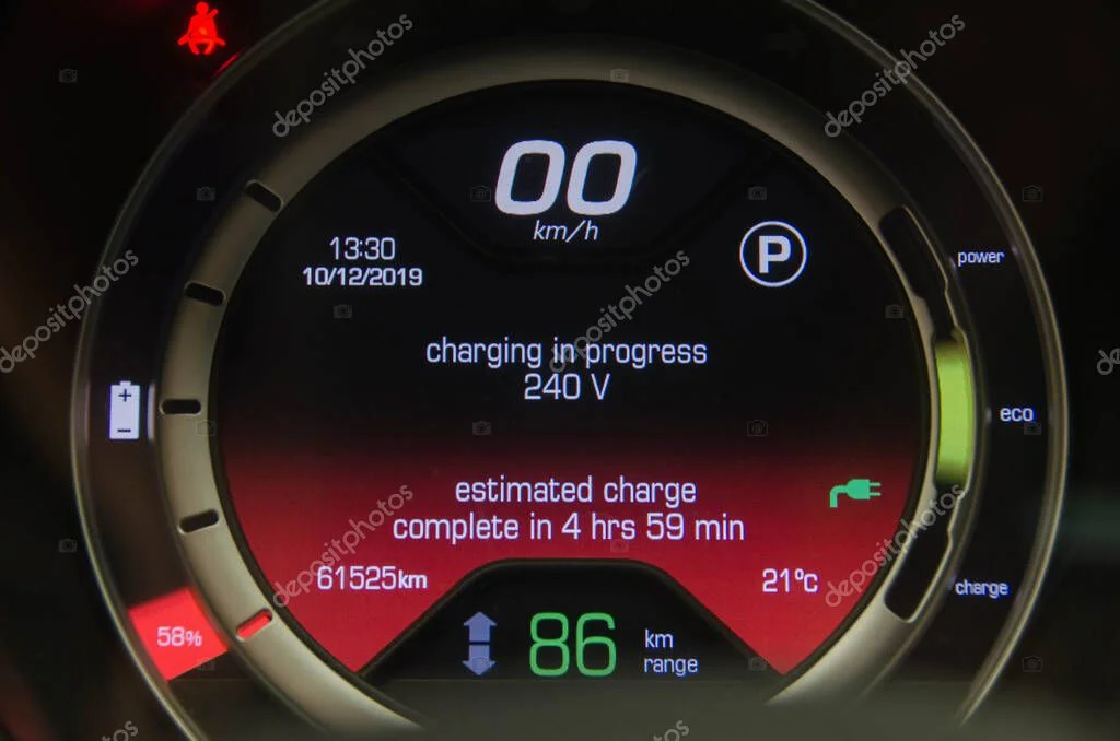EV dashboard with state of charge and charging metrics